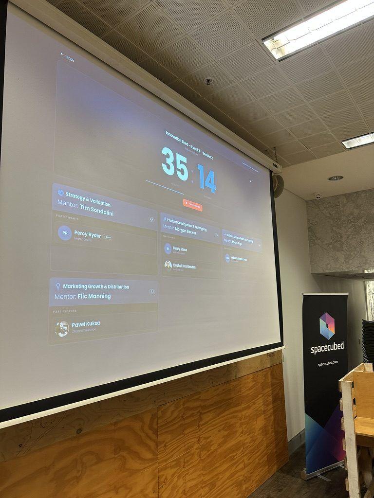 The session dashboard showing stations, mentors and participants