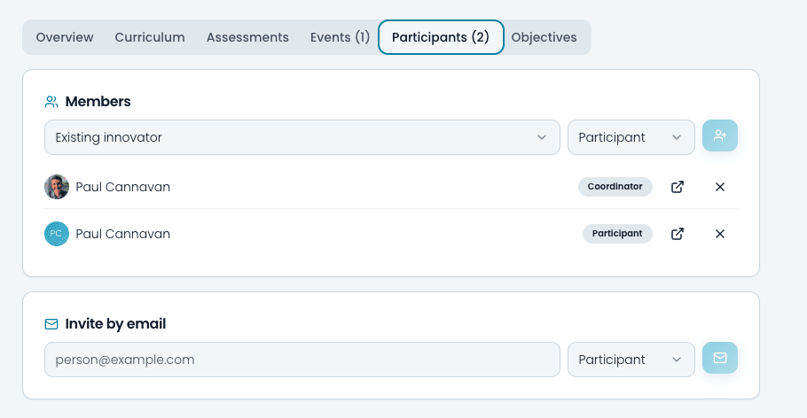 Program participants list